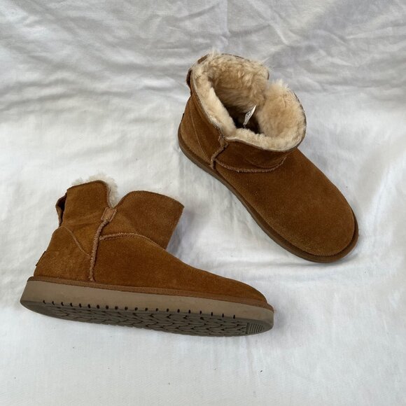 Koolaburra By UGG Womens Suede Shearling Lined Short Boots Size 7 Chestnut - Picture 4 of 12